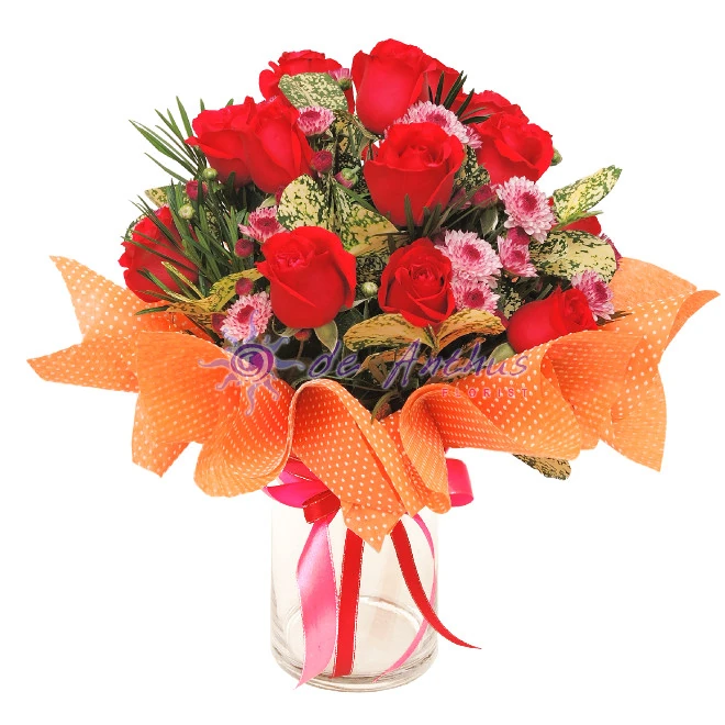 Rose Clear Vase Bouquet